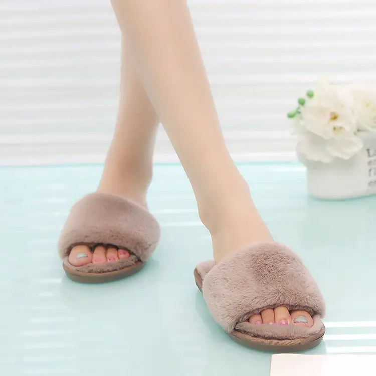 Autumn and winter new slippers warm one word home plus size Mao Mao open light parent-child cotton wholesale - Image 4
