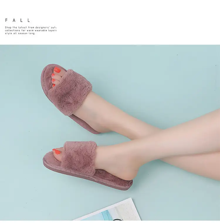 Autumn and winter new slippers warm one word home plus size Mao Mao open light parent-child cotton wholesale — feature 11