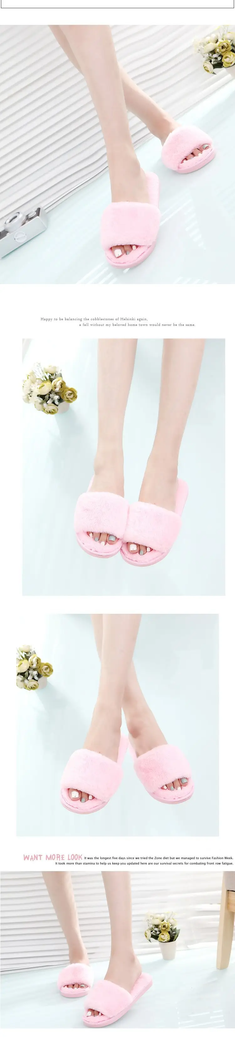 Autumn and winter new slippers warm one word home plus size Mao Mao open light parent-child cotton wholesale — feature 14