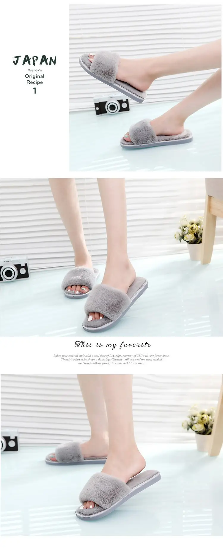 Autumn and winter new slippers warm one word home plus size Mao Mao open light parent-child cotton wholesale — feature 15