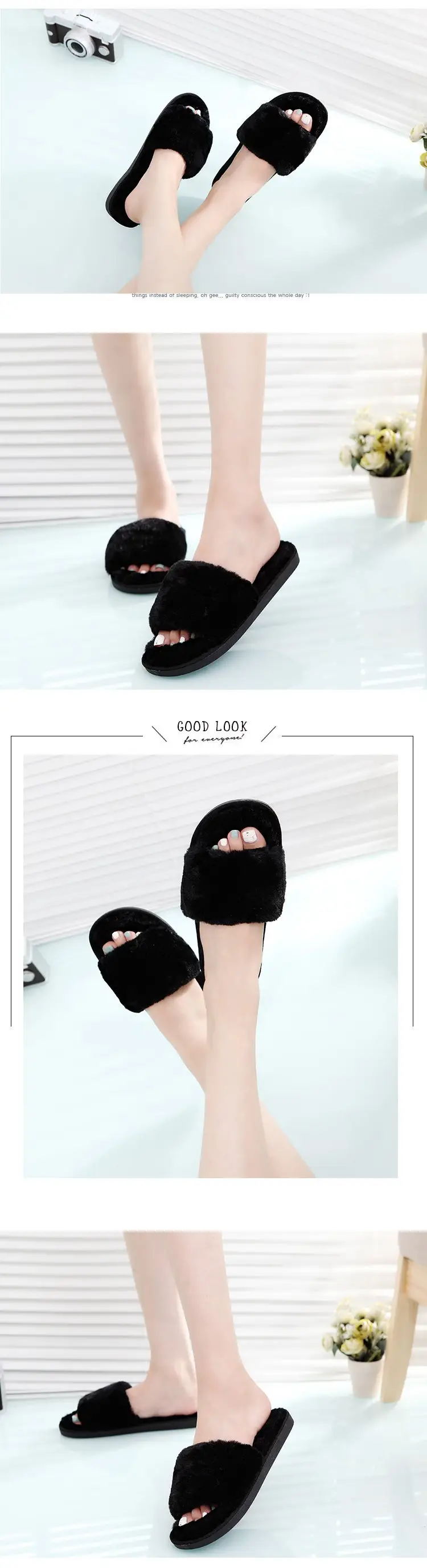 Autumn and winter new slippers warm one word home plus size Mao Mao open light parent-child cotton wholesale — feature 16