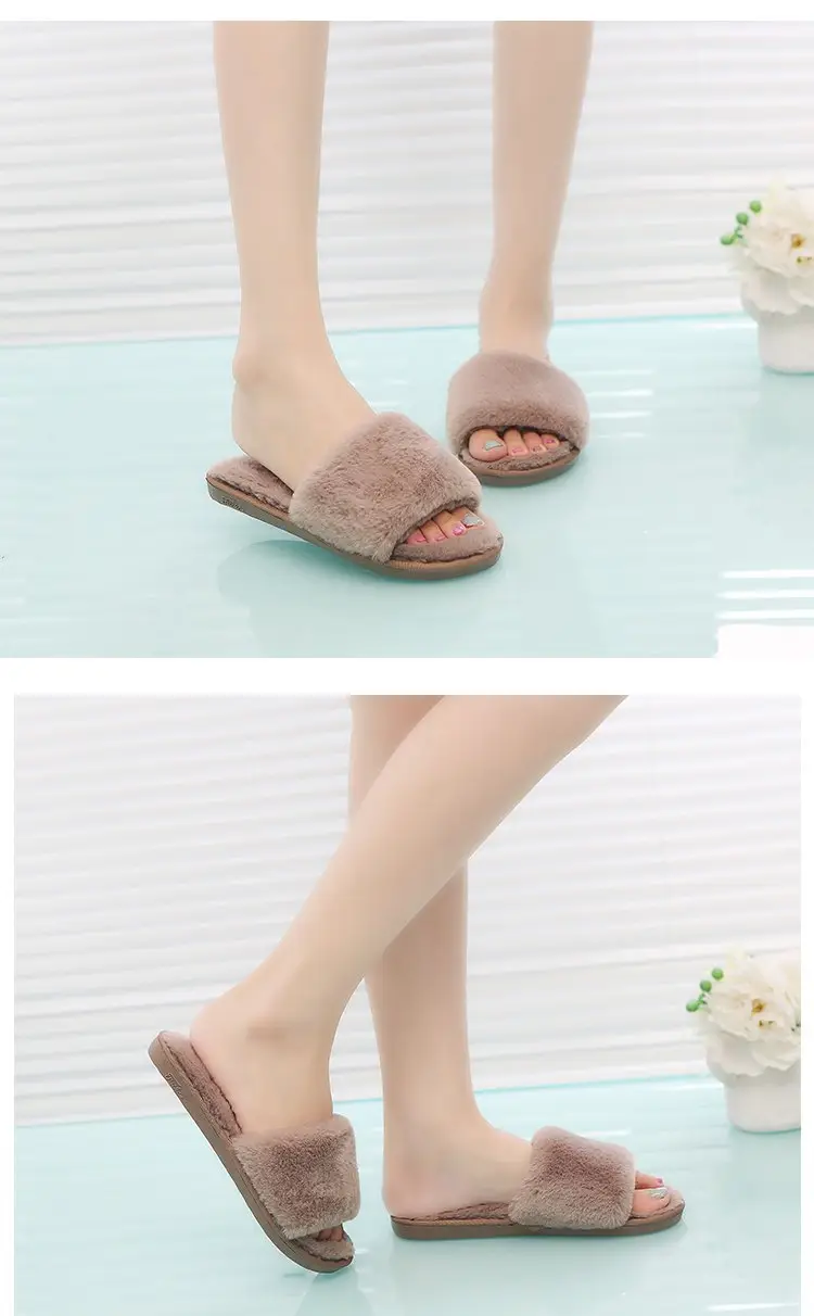Autumn and winter new slippers warm one word home plus size Mao Mao open light parent-child cotton wholesale — feature 18