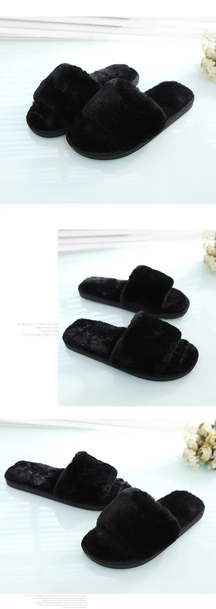 Autumn and winter new slippers warm one word home plus size Mao Mao open light parent-child cotton wholesale — feature 20