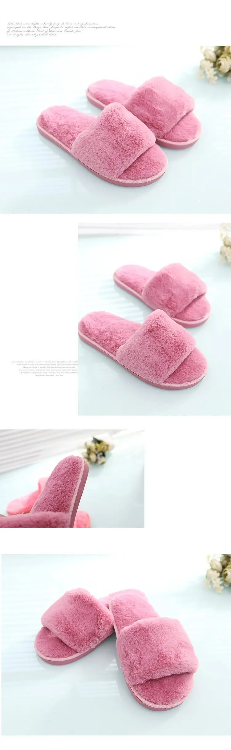 Autumn and winter new slippers warm one word home plus size Mao Mao open light parent-child cotton wholesale — feature 21