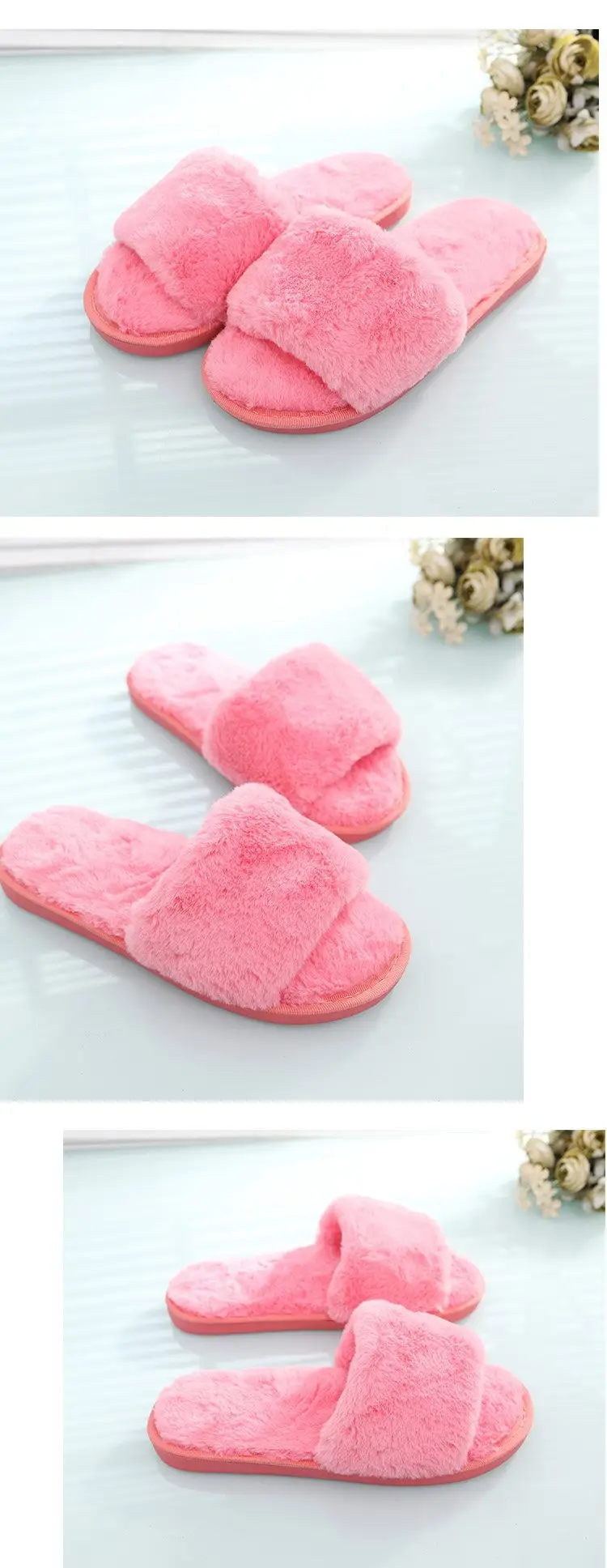 Autumn and winter new slippers warm one word home plus size Mao Mao open light parent-child cotton wholesale — feature 23