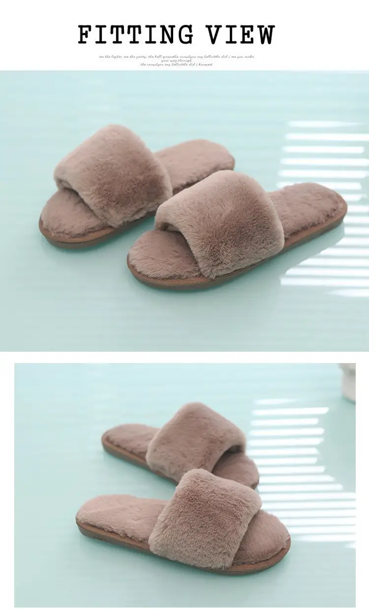 Autumn and winter new slippers warm one word home plus size Mao Mao open light parent-child cotton wholesale — feature 24