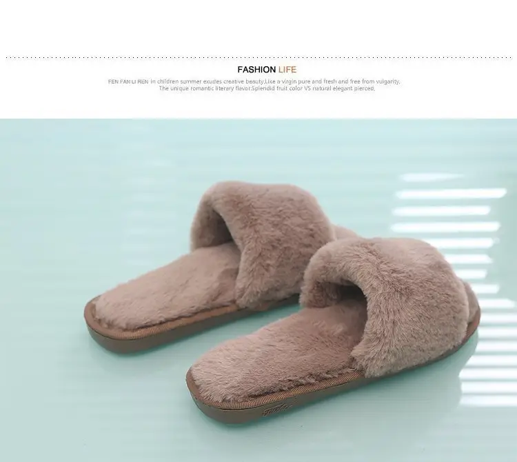 Autumn and winter new slippers warm one word home plus size Mao Mao open light parent-child cotton wholesale — feature 25