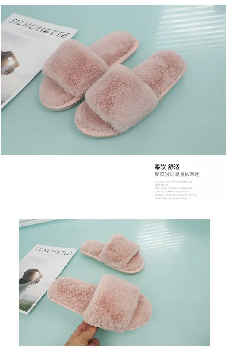 Autumn and winter new slippers warm one word home plus size Mao Mao open light parent-child cotton wholesale — feature 28