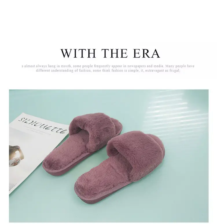 Autumn and winter new slippers warm one word home plus size Mao Mao open light parent-child cotton wholesale — feature 29