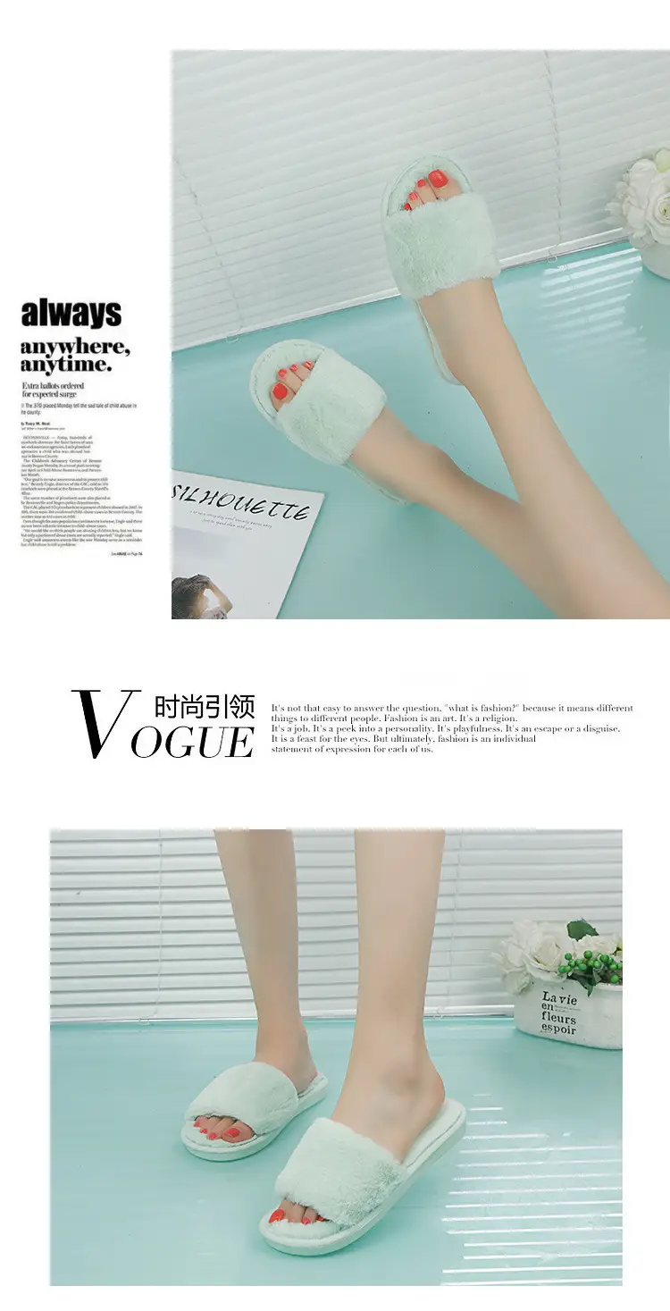 Autumn and winter new slippers warm one word home plus size Mao Mao open light parent-child cotton wholesale — feature 3
