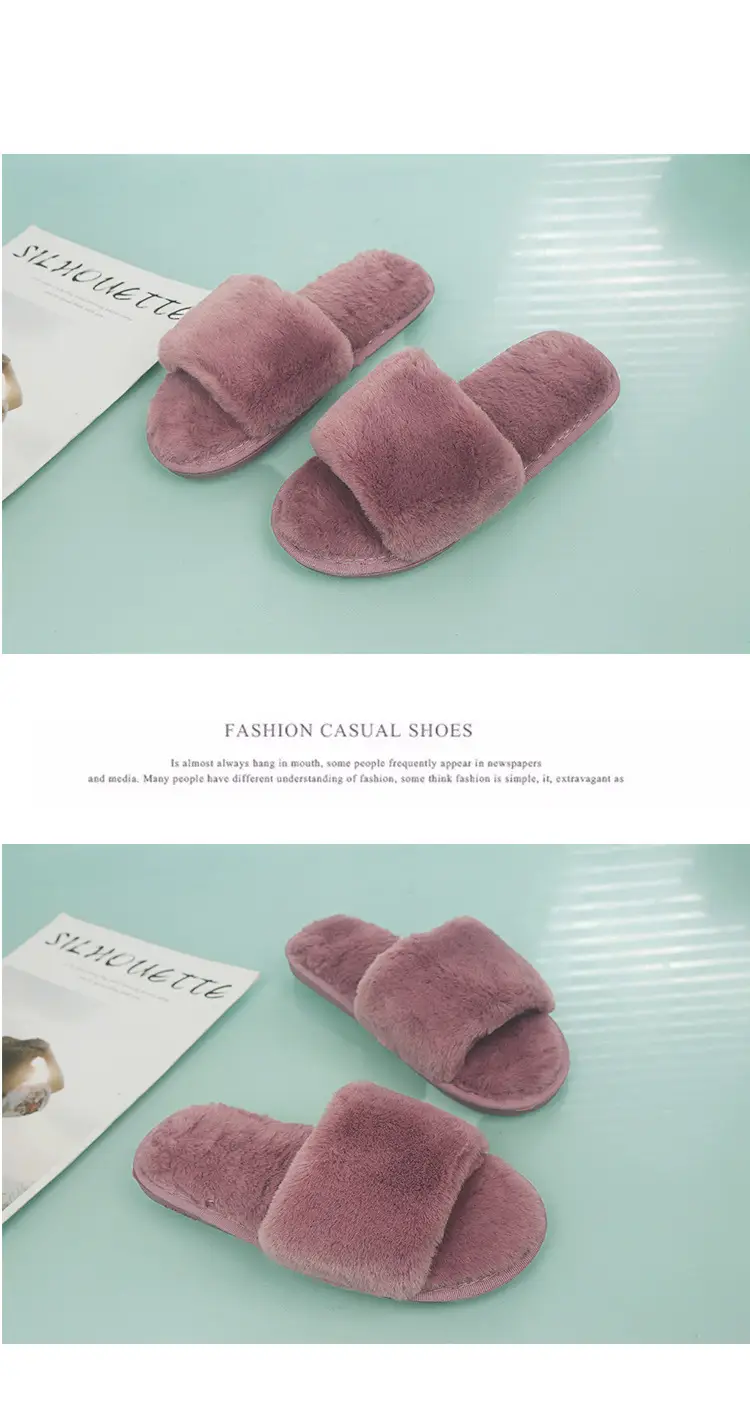 Autumn and winter new slippers warm one word home plus size Mao Mao open light parent-child cotton wholesale — feature 30