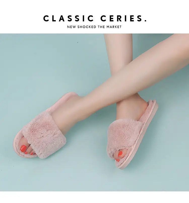 Autumn and winter new slippers warm one word home plus size Mao Mao open light parent-child cotton wholesale — feature 5