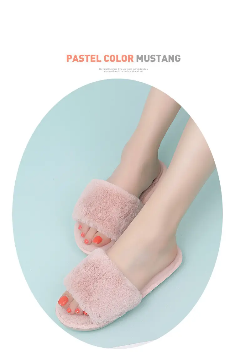 Autumn and winter new slippers warm one word home plus size Mao Mao open light parent-child cotton wholesale — feature 6