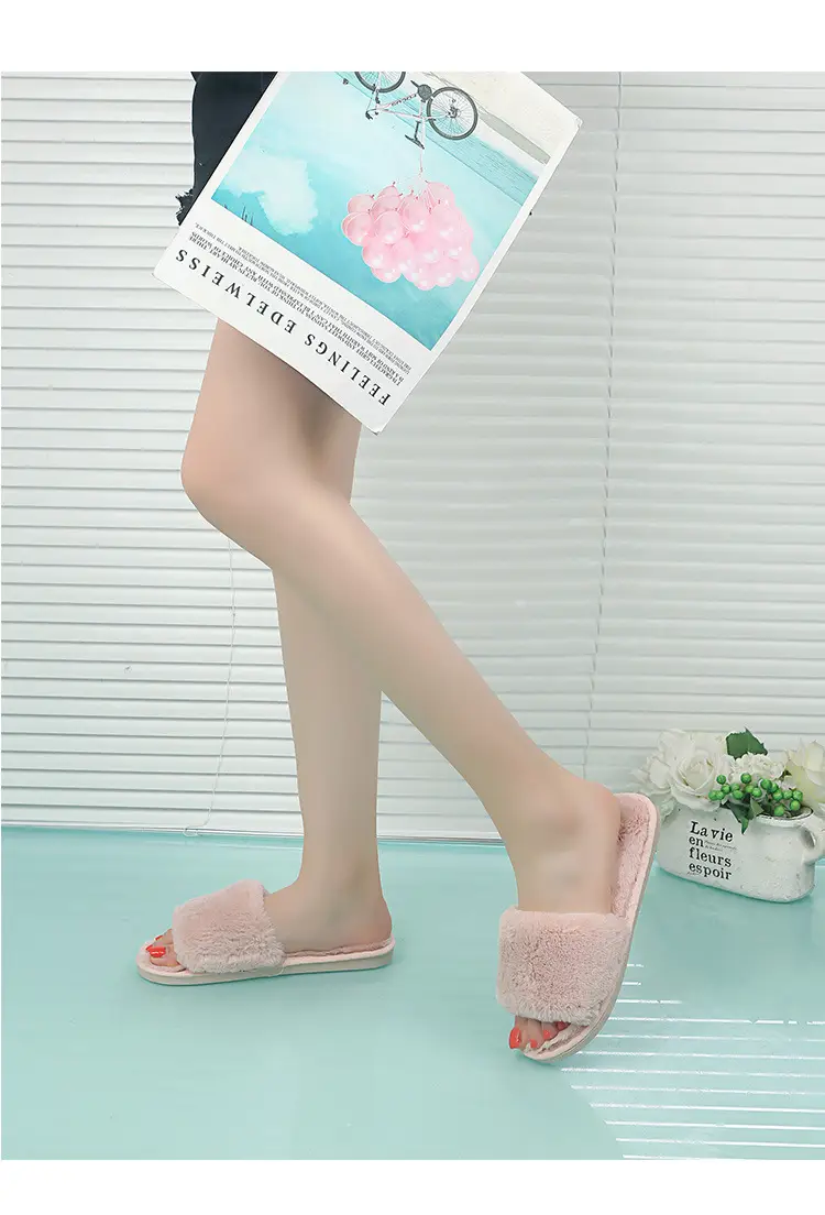 Autumn and winter new slippers warm one word home plus size Mao Mao open light parent-child cotton wholesale — feature 7