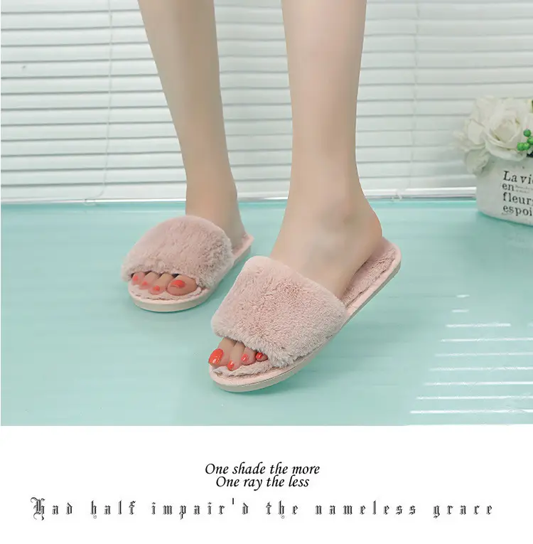 Autumn and winter new slippers warm one word home plus size Mao Mao open light parent-child cotton wholesale — feature 8