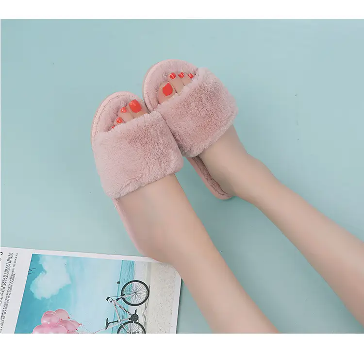 Autumn and winter new slippers warm one word home plus size Mao Mao open light parent-child cotton wholesale — feature 9
