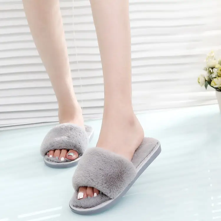 Autumn and winter new slippers warm one word home plus size Mao Mao open light parent-child cotton wholesale - Image 5