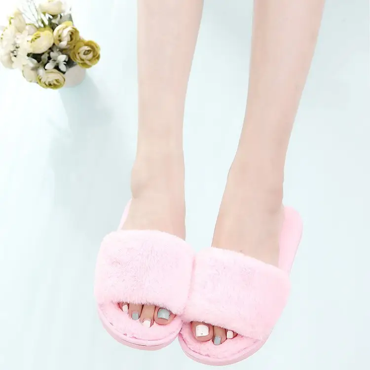 Autumn and winter new slippers warm one word home plus size Mao Mao open light parent-child cotton wholesale - Image 6