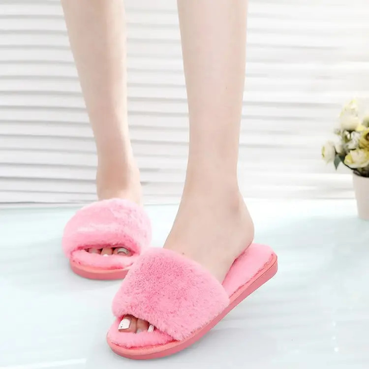 Autumn and winter new slippers warm one word home plus size Mao Mao open light parent-child cotton wholesale - Image 7