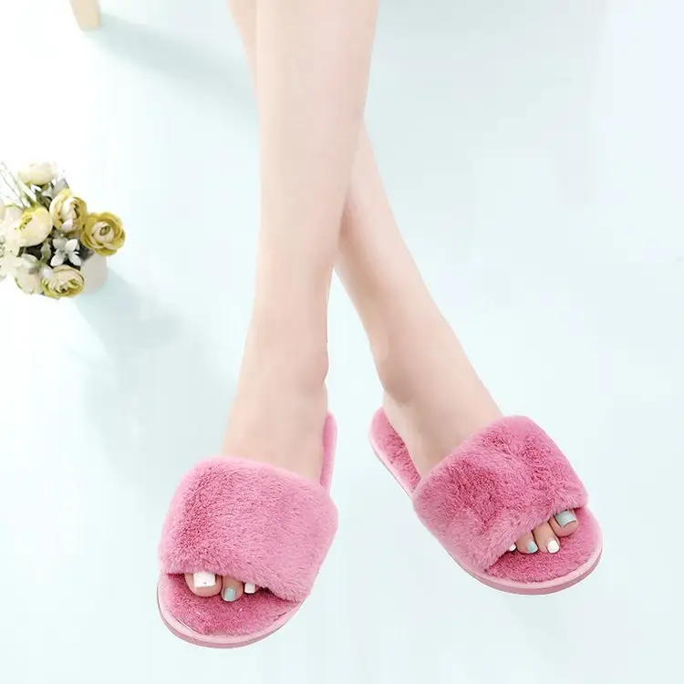 Autumn and winter new slippers warm one word home plus size Mao Mao open light parent-child cotton wholesale - Image 8