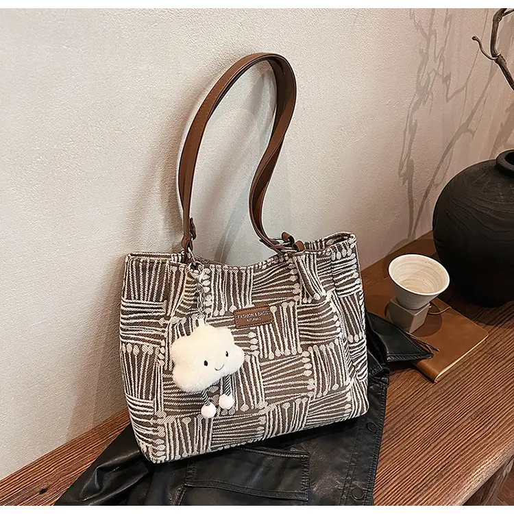 Women Cross-Border Striped Canvas Bag 2026 Lazy Style — feature 7