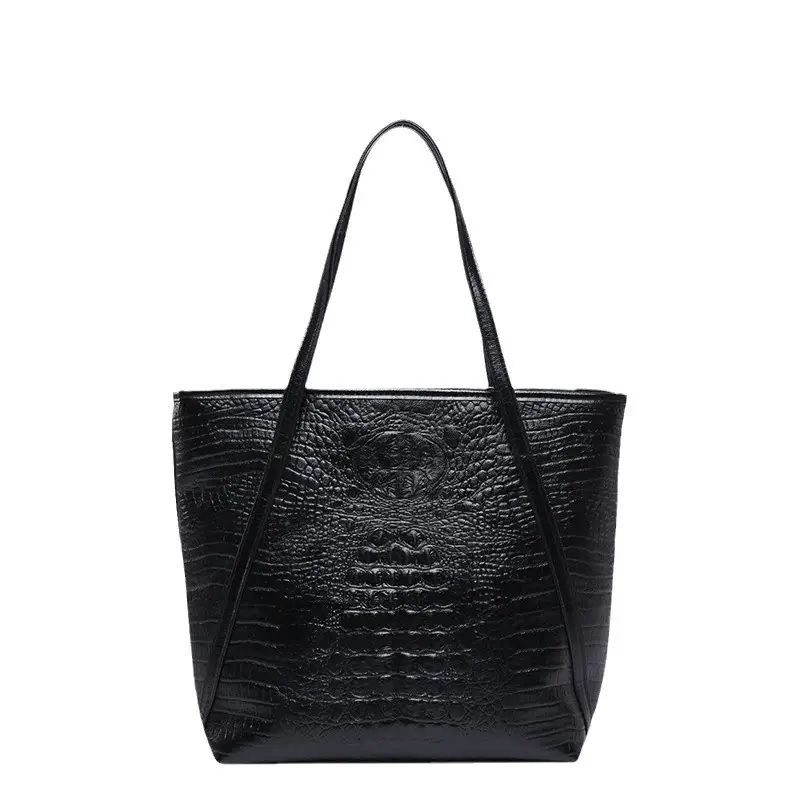 Black Croc Embossed Tote Bag Women 2024 Winter Large Capacity - Image 7
