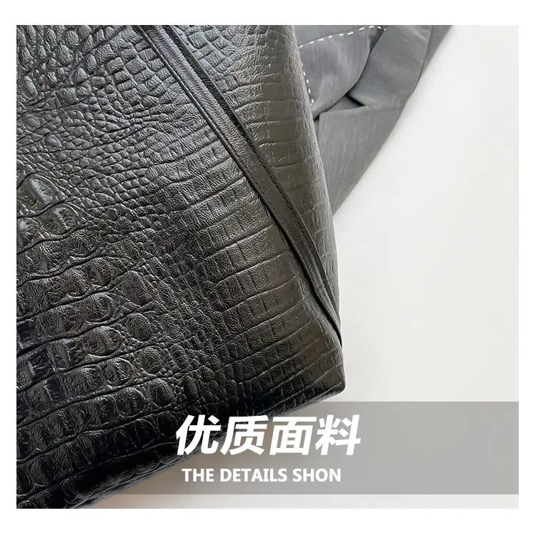Black Croc Embossed Tote Bag Women 2024 Winter Large Capacity — feature 5