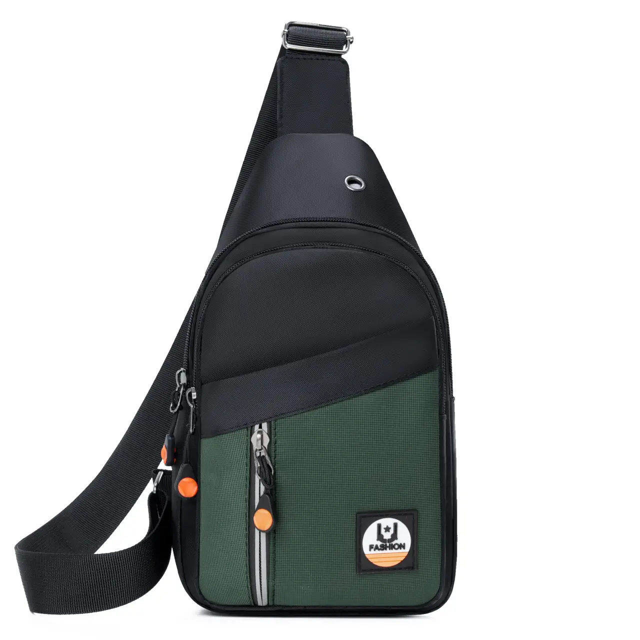 Men's Korean Style Shoulder Crossbody Bag Green Black Multi Pocket