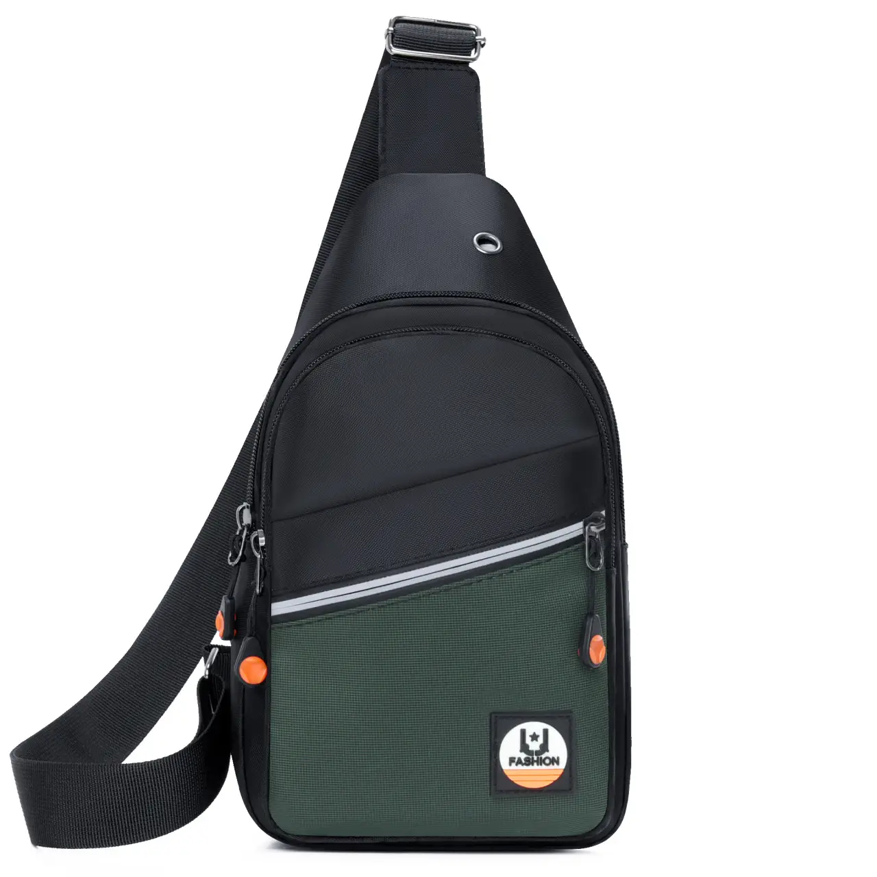 Men's Korean Style Shoulder Crossbody Bag Green Black Multi Pocket