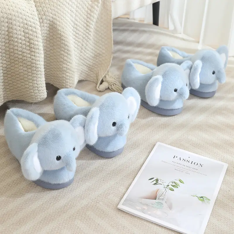Cute three-dimensional elephant cotton slippers women's winter warm bag heel plush moon shoes non-slip Mao Mao shoes wholesale - Image 3