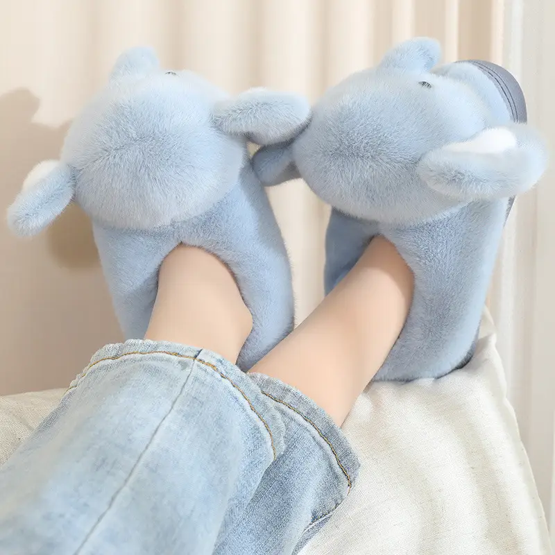 Cute three-dimensional elephant cotton slippers women's winter warm bag heel plush moon shoes non-slip Mao Mao shoes wholesale - Image 5