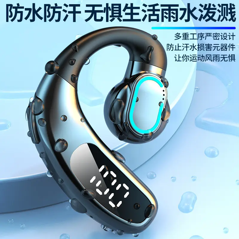 New wireless bluetooth headset F80 ear-hanging non-ear business gas conduction single ear with digital display cross-border wholesale