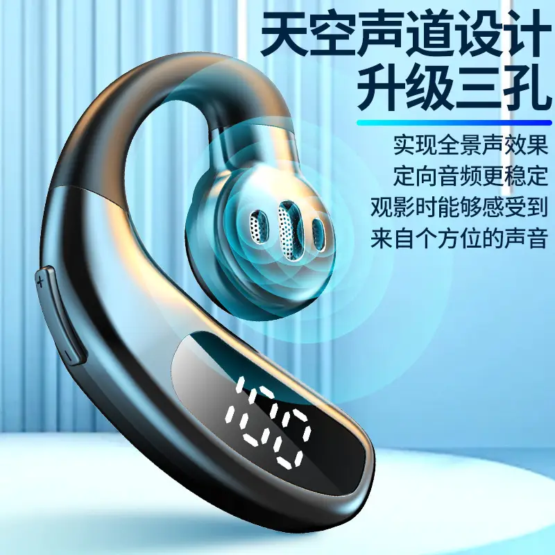 New wireless bluetooth headset F80 ear-hanging non-ear business gas conduction single ear with digital display cross-border wholesale