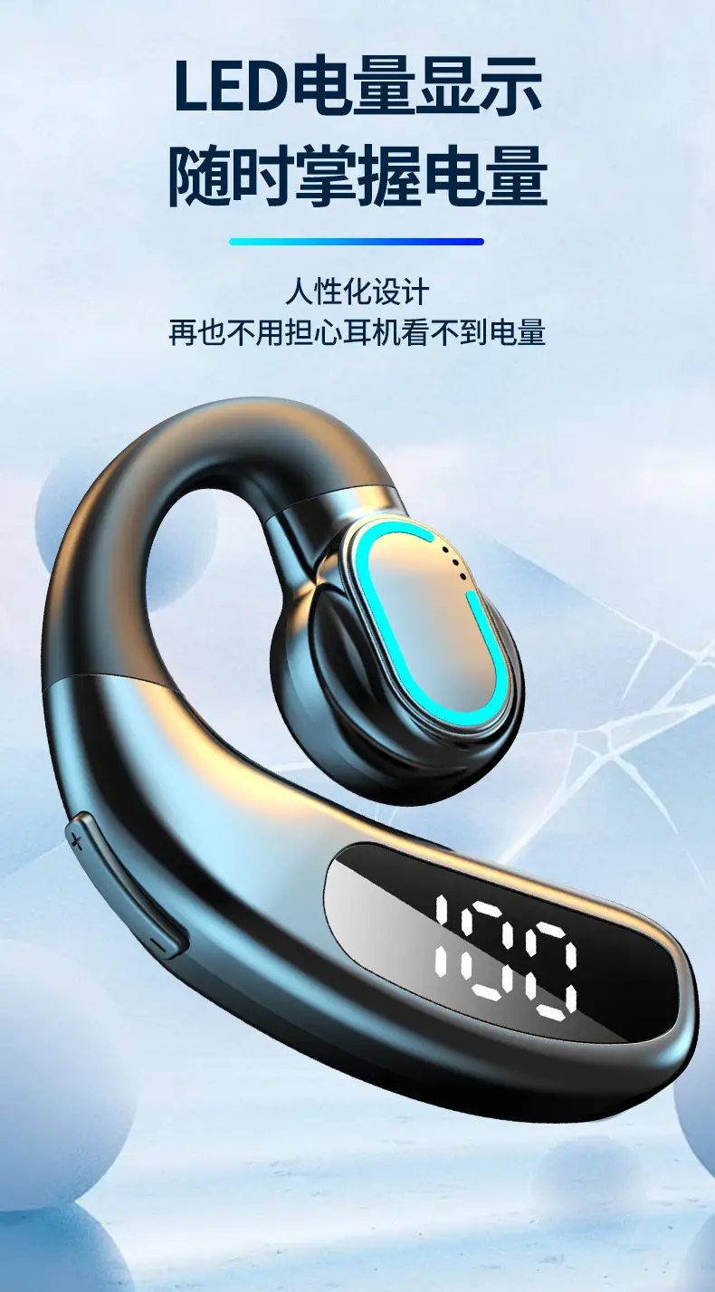 New wireless bluetooth headset F80 ear-hanging non-ear business gas conduction single ear with digital display cross-border wholesale — feature 13