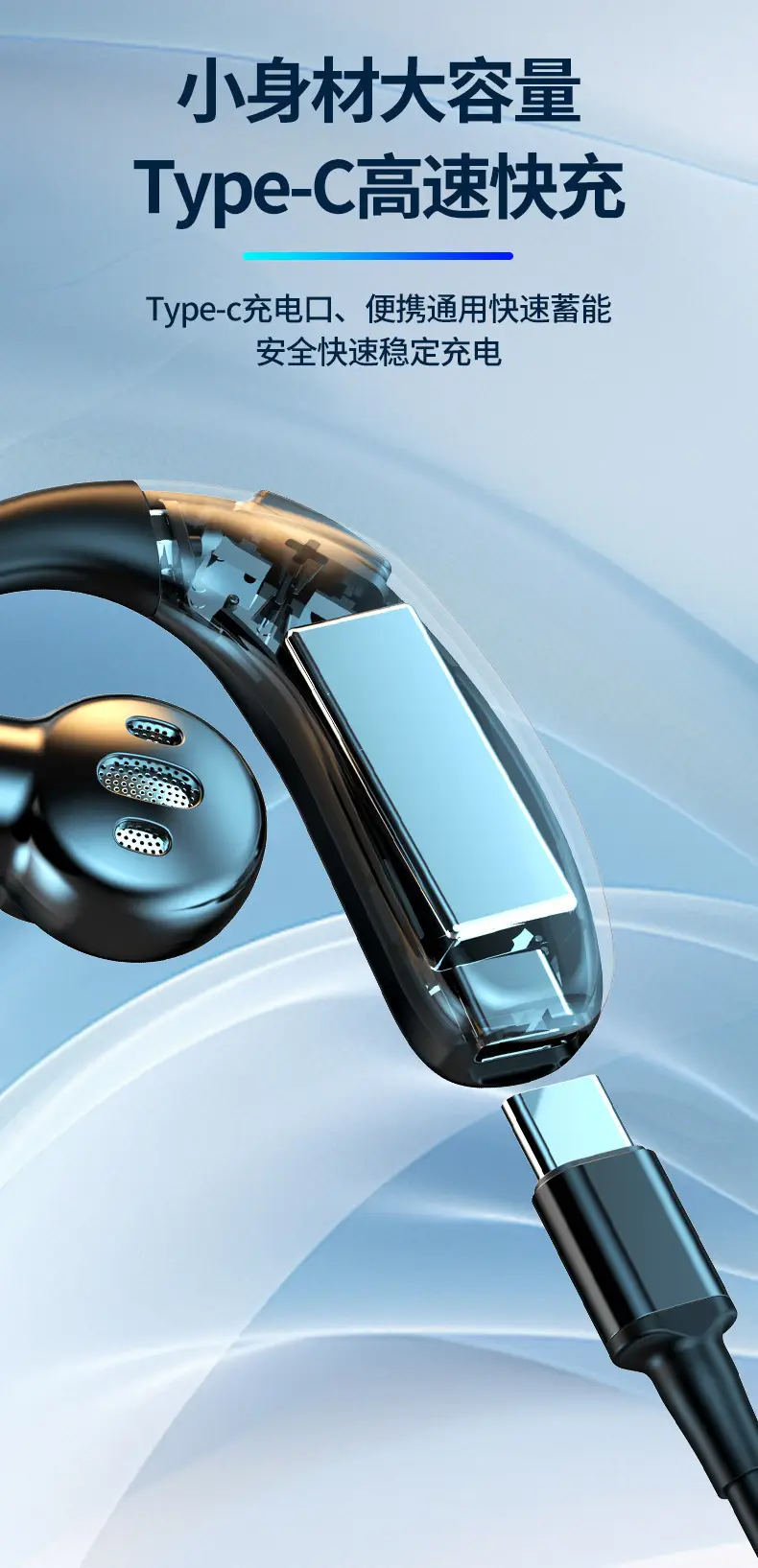 New wireless bluetooth headset F80 ear-hanging non-ear business gas conduction single ear with digital display cross-border wholesale — feature 16