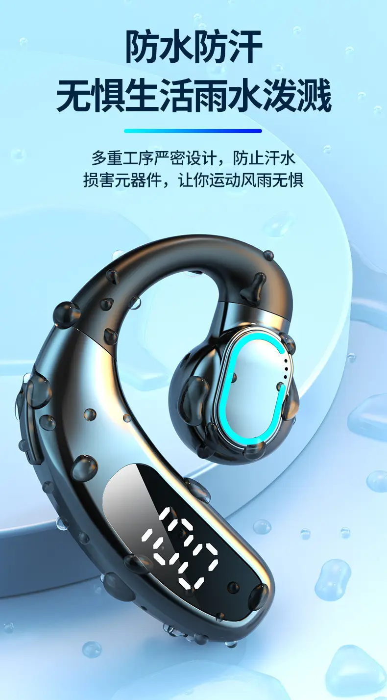 New wireless bluetooth headset F80 ear-hanging non-ear business gas conduction single ear with digital display cross-border wholesale — feature 18