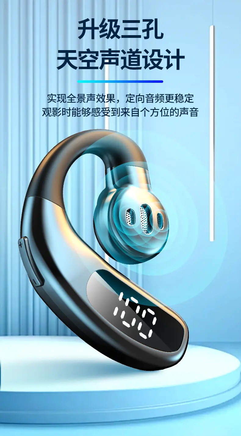 New wireless bluetooth headset F80 ear-hanging non-ear business gas conduction single ear with digital display cross-border wholesale — feature 19