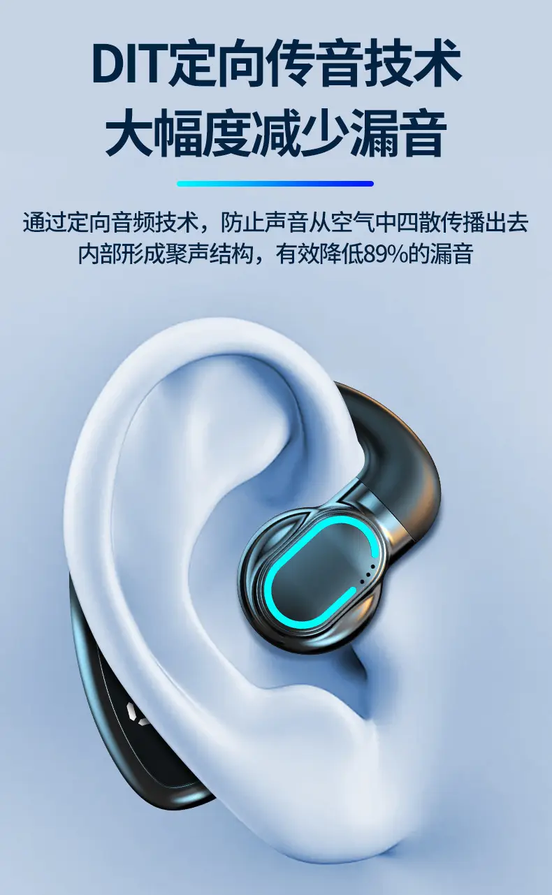 New wireless bluetooth headset F80 ear-hanging non-ear business gas conduction single ear with digital display cross-border wholesale — feature 5