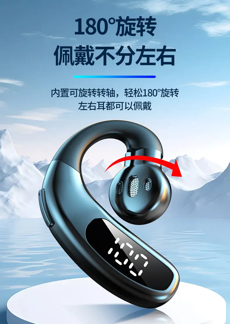 New wireless bluetooth headset F80 ear-hanging non-ear business gas conduction single ear with digital display cross-border wholesale — feature 7