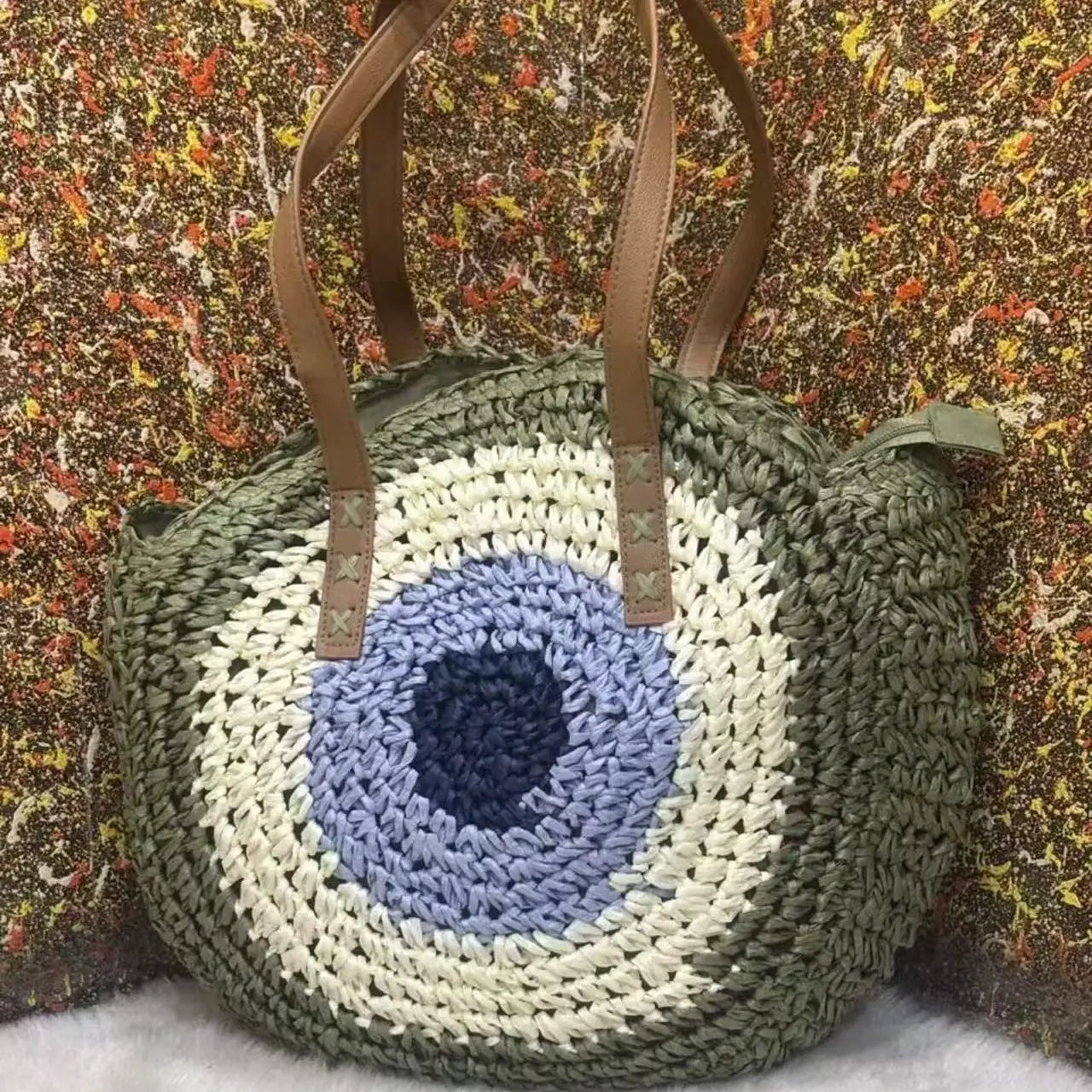One-Shoulder Round Straw Bag for Women - Image 22