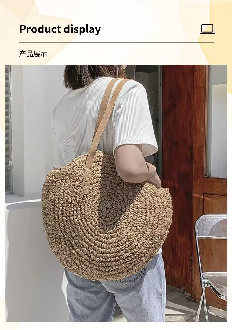 One-Shoulder Round Straw Bag for Women — feature 6