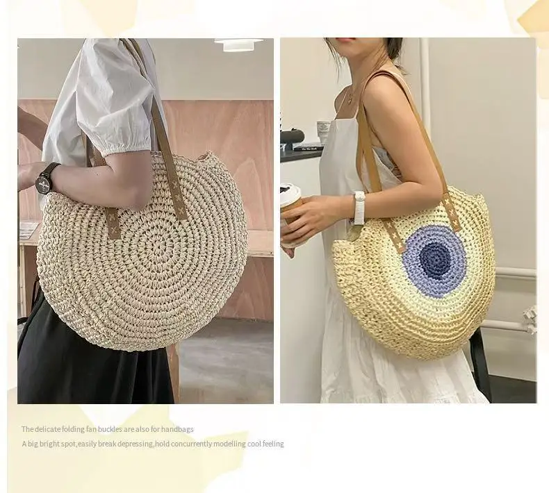One-Shoulder Round Straw Bag for Women — feature 7