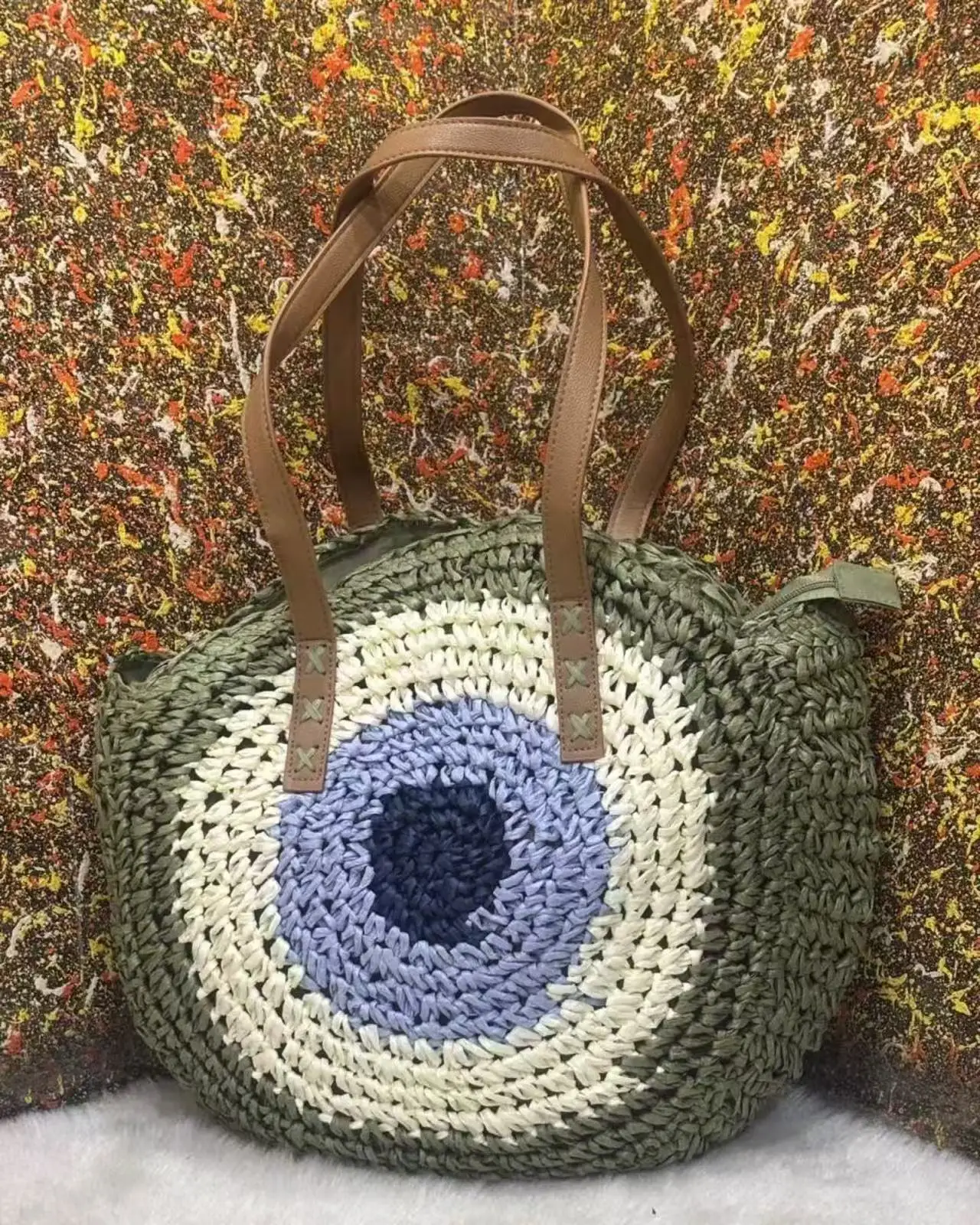 One-Shoulder Round Straw Bag for Women - Image 10