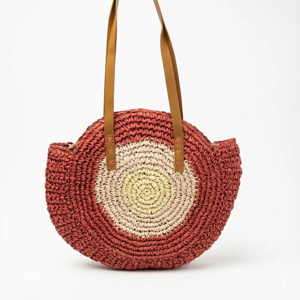 One-Shoulder Round Straw Bag for Women - Image 12