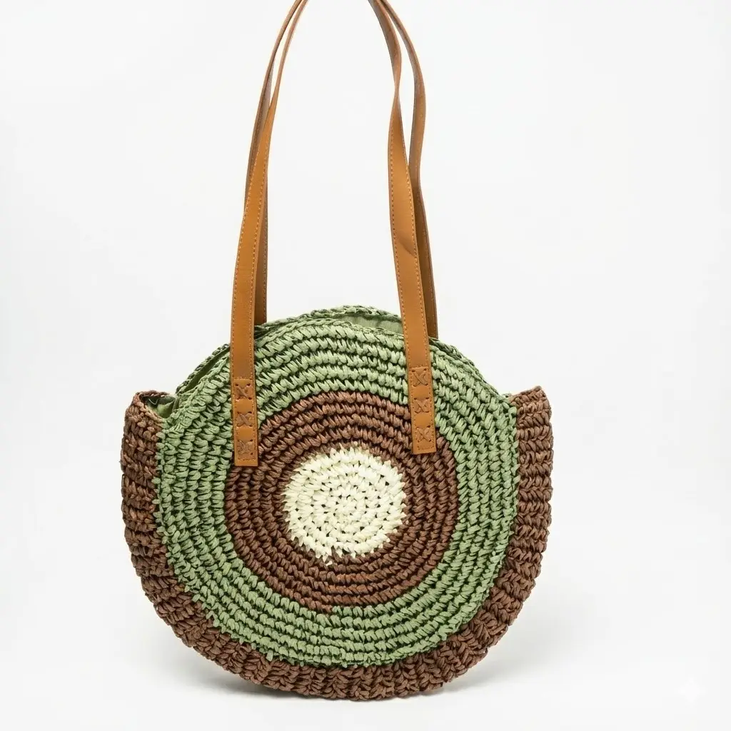One-Shoulder Round Straw Bag for Women - Image 14