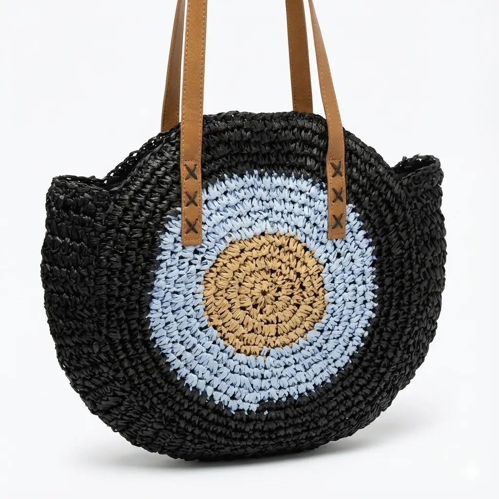 One-Shoulder Round Straw Bag for Women - Image 15