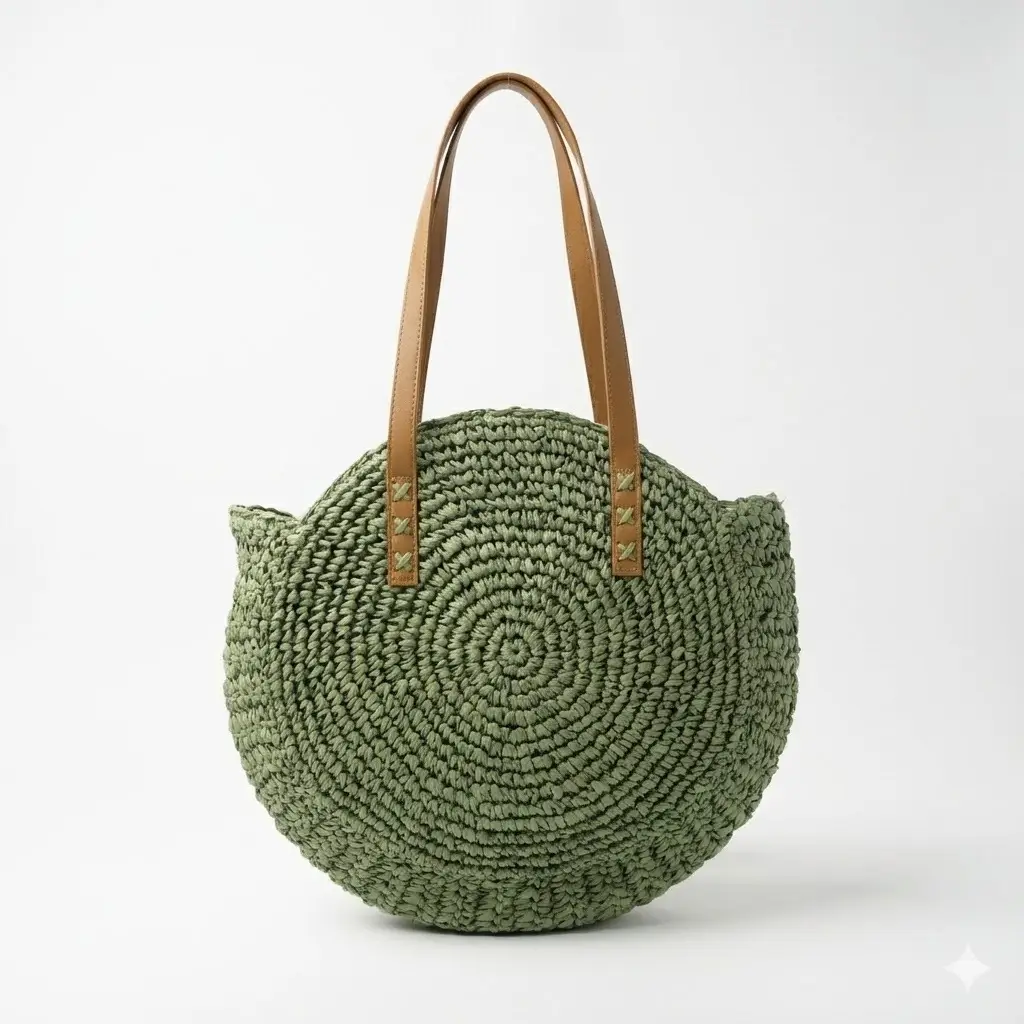 One-Shoulder Round Straw Bag for Women - Image 16