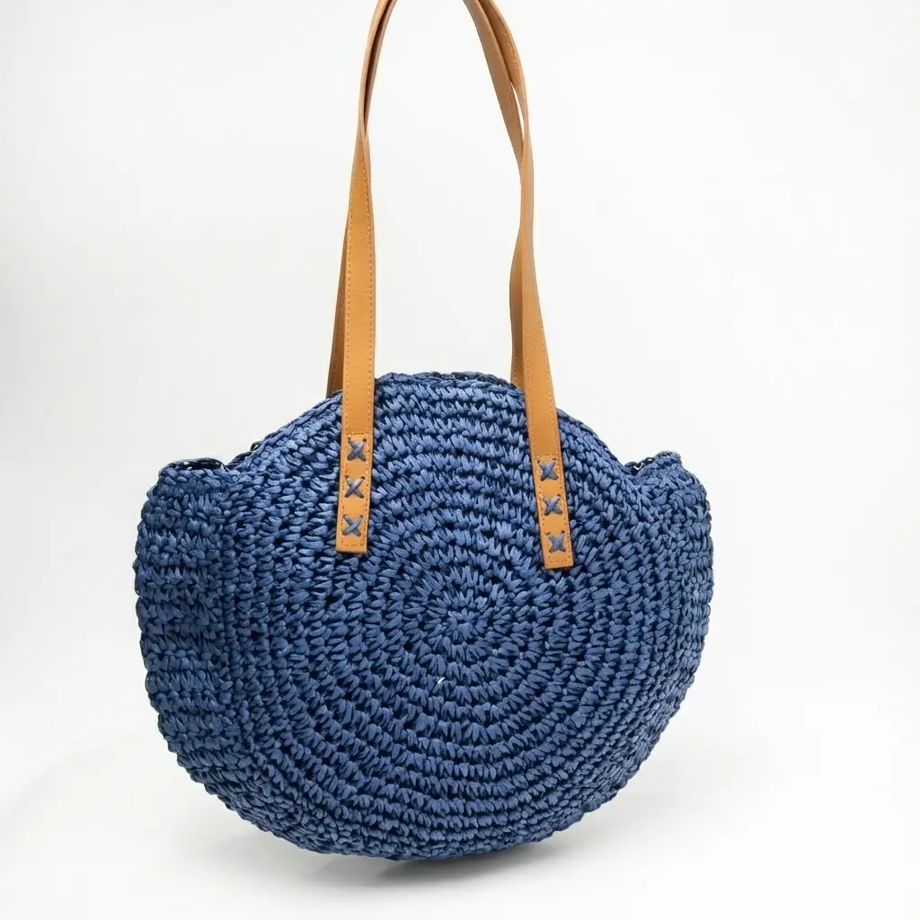 One-Shoulder Round Straw Bag for Women - Image 17