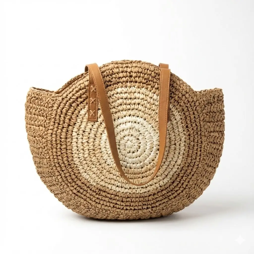 One-Shoulder Round Straw Bag for Women - Image 18