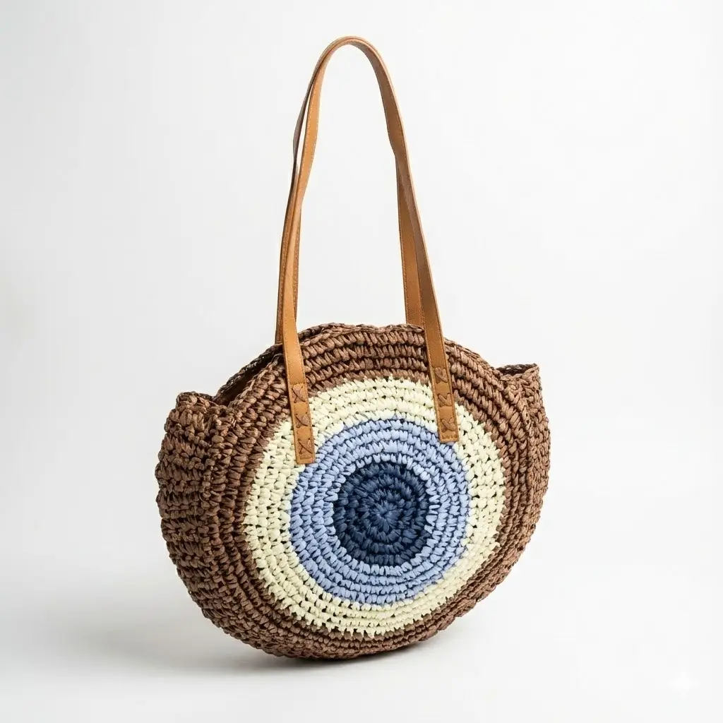One-Shoulder Round Straw Bag for Women - Image 19